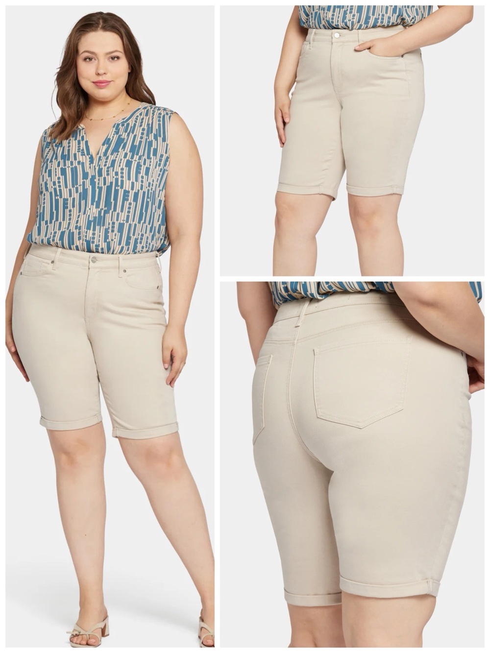 NYDJ Women’s Size 16P Petite Clay Wash Brielle Bermuda Denim Stretch Shorts
